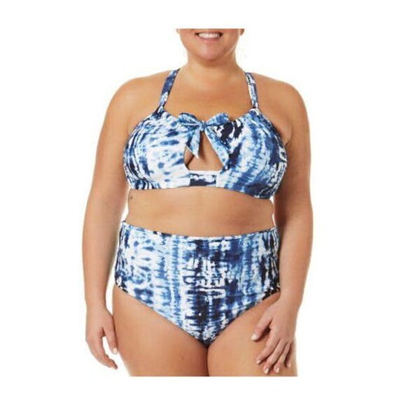 NWT Time and Tru TIE DYE Swim Size 2X BOTTOM Foldover HIGH WAIST Stretch 20W 22W - Picture 2 of 7